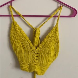 Crochet Bright Yellow Crop Top